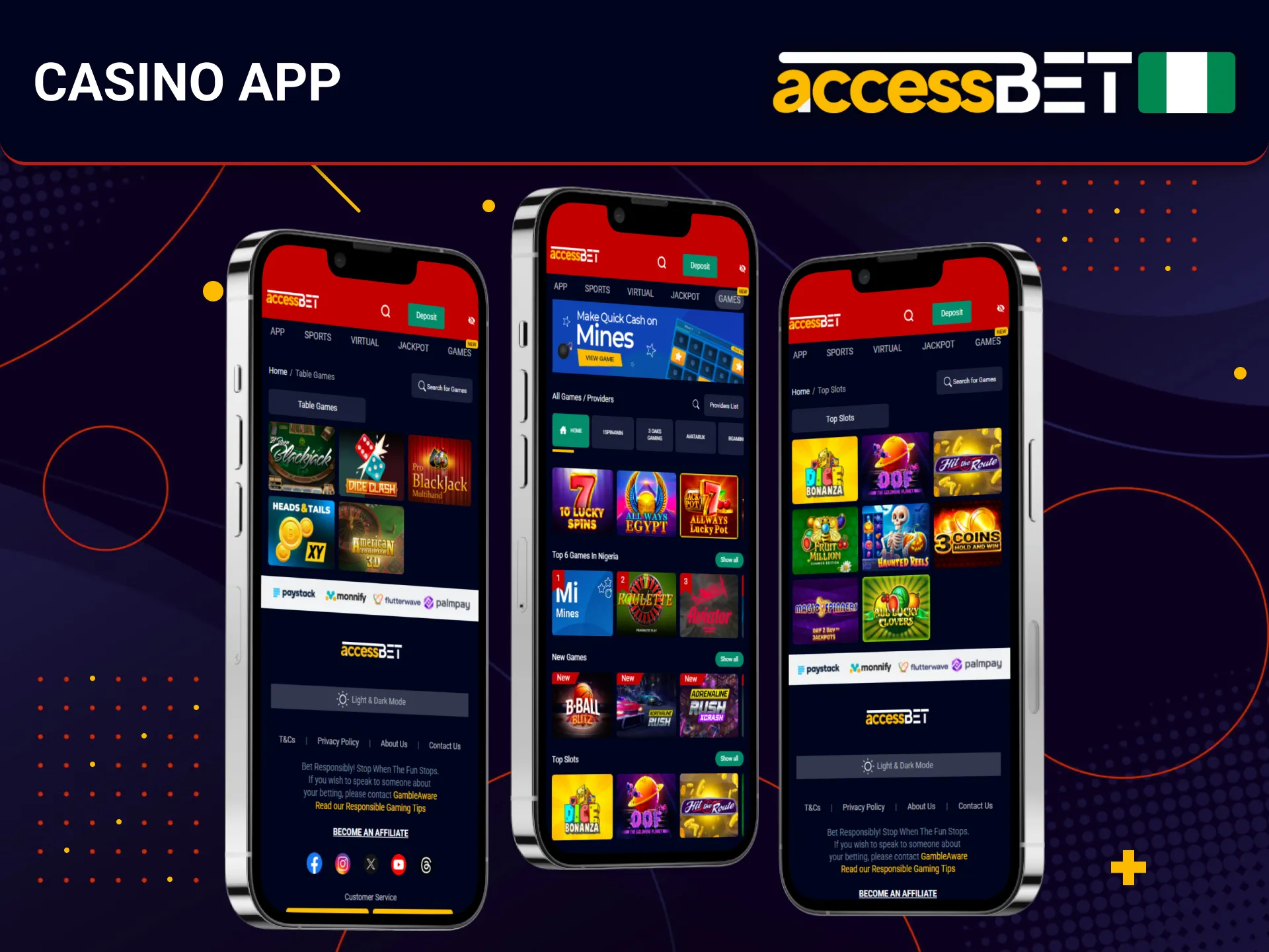 Play casino games via the AccessBet app for Nigerian users.