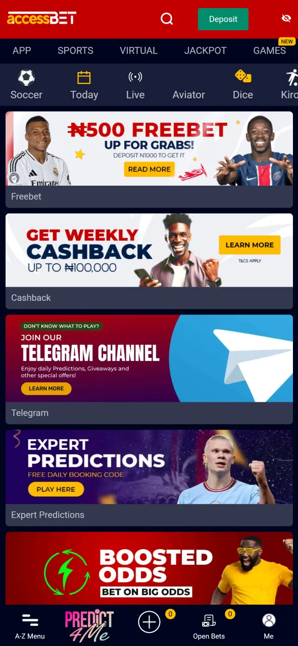 AccessBet app in Nigeria provides promotions for mobile bettors.