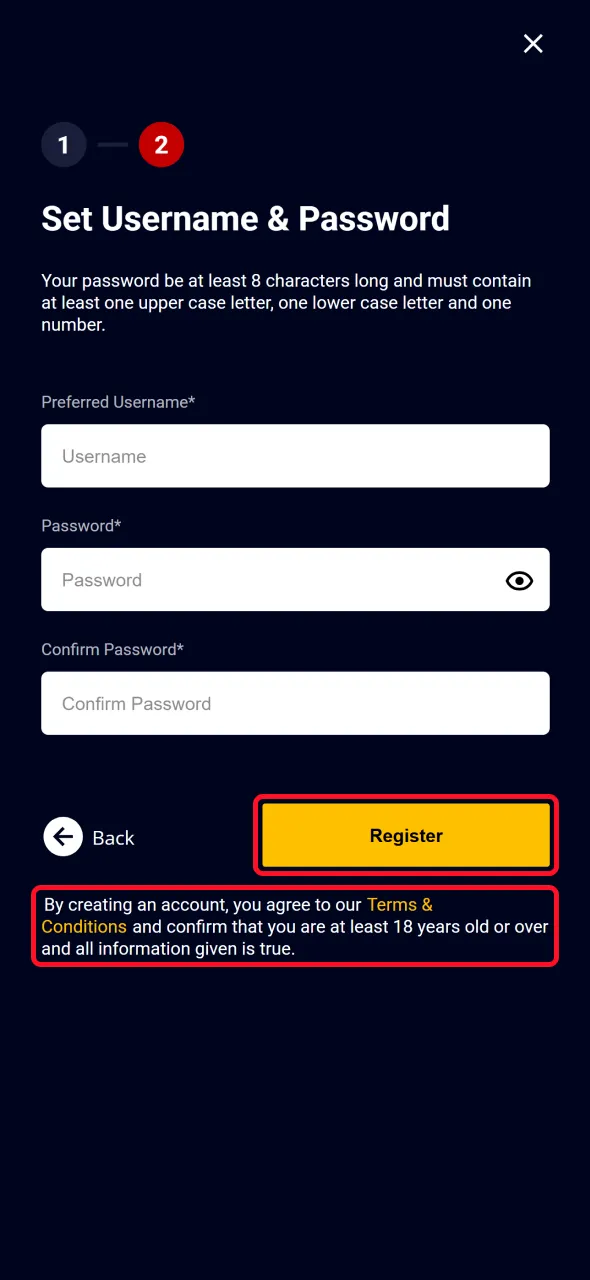 Finish signing up with the AccessBet app in just minutes.