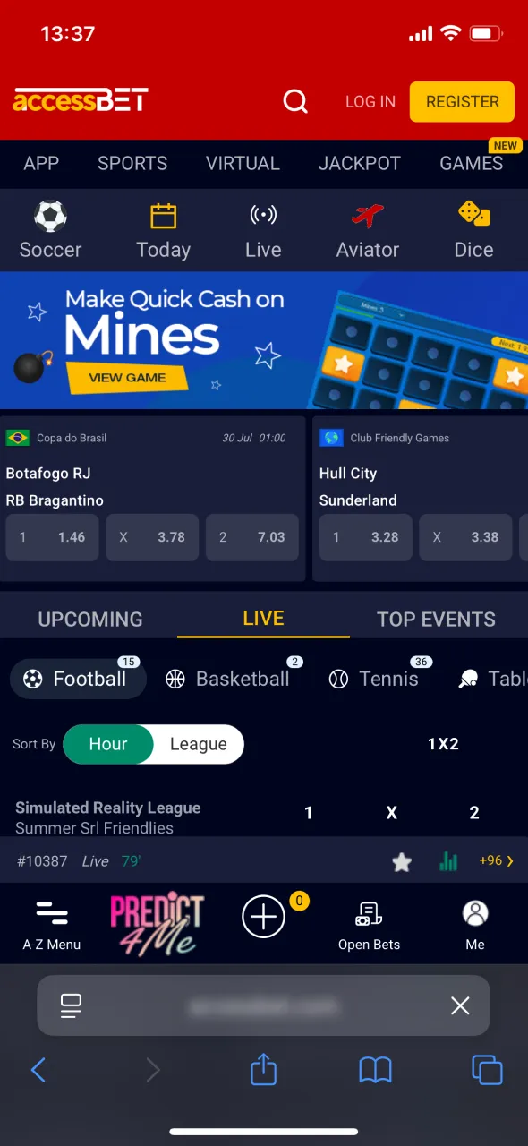 Visit AccessBet to download the iOS version of the app.