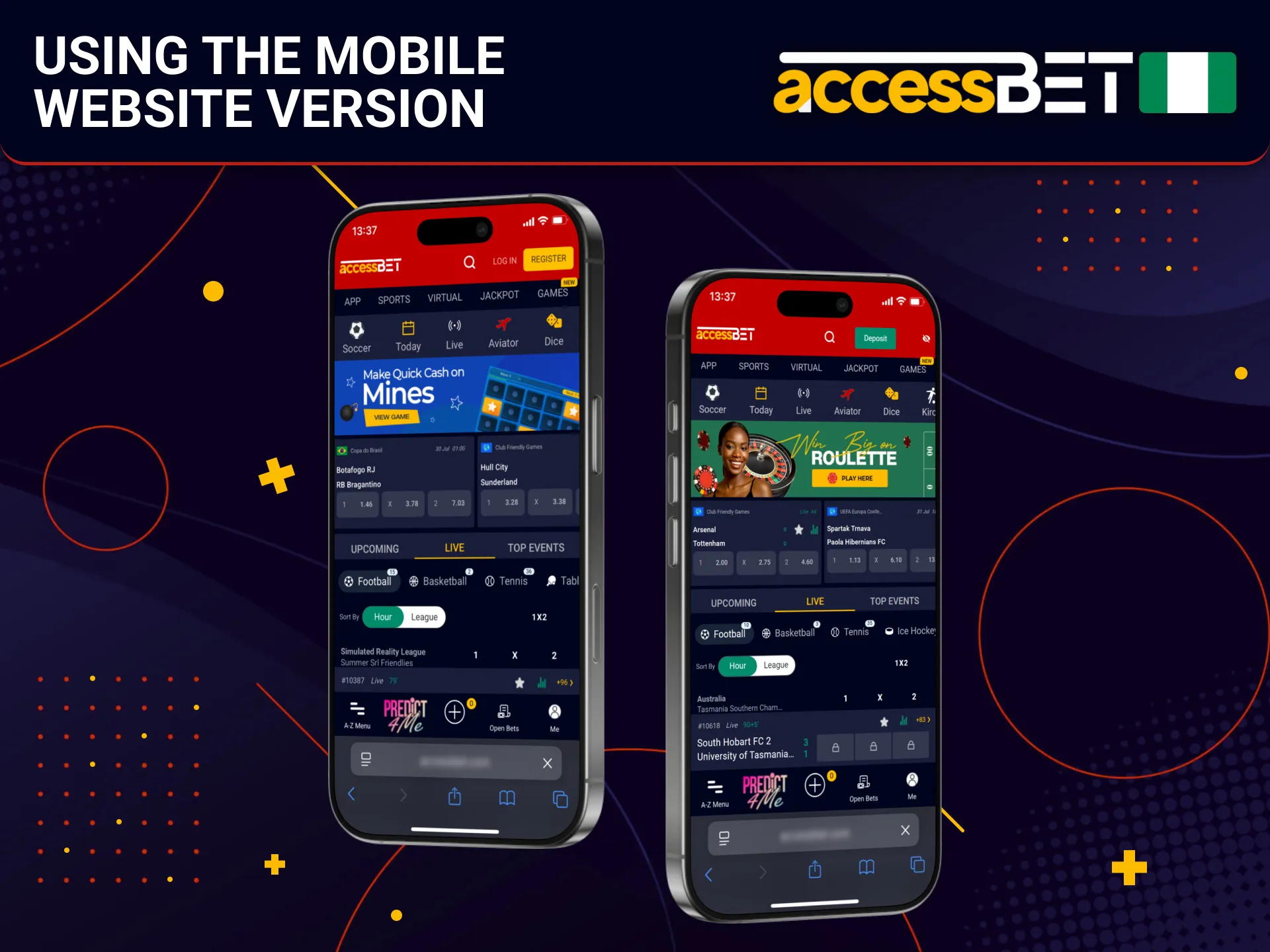 AccessBet mobile site is an option for Nigerian users.