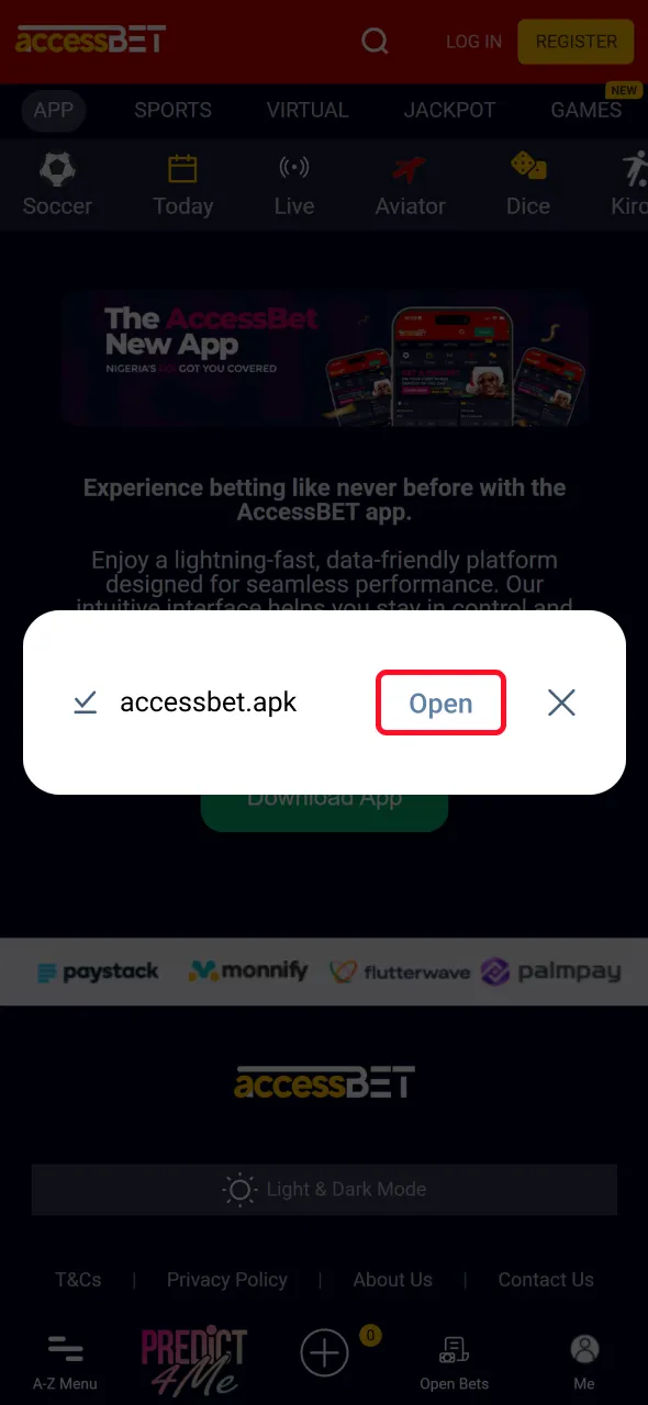 Install the Android app to enjoy AccessBet anywhere in Nigeria.