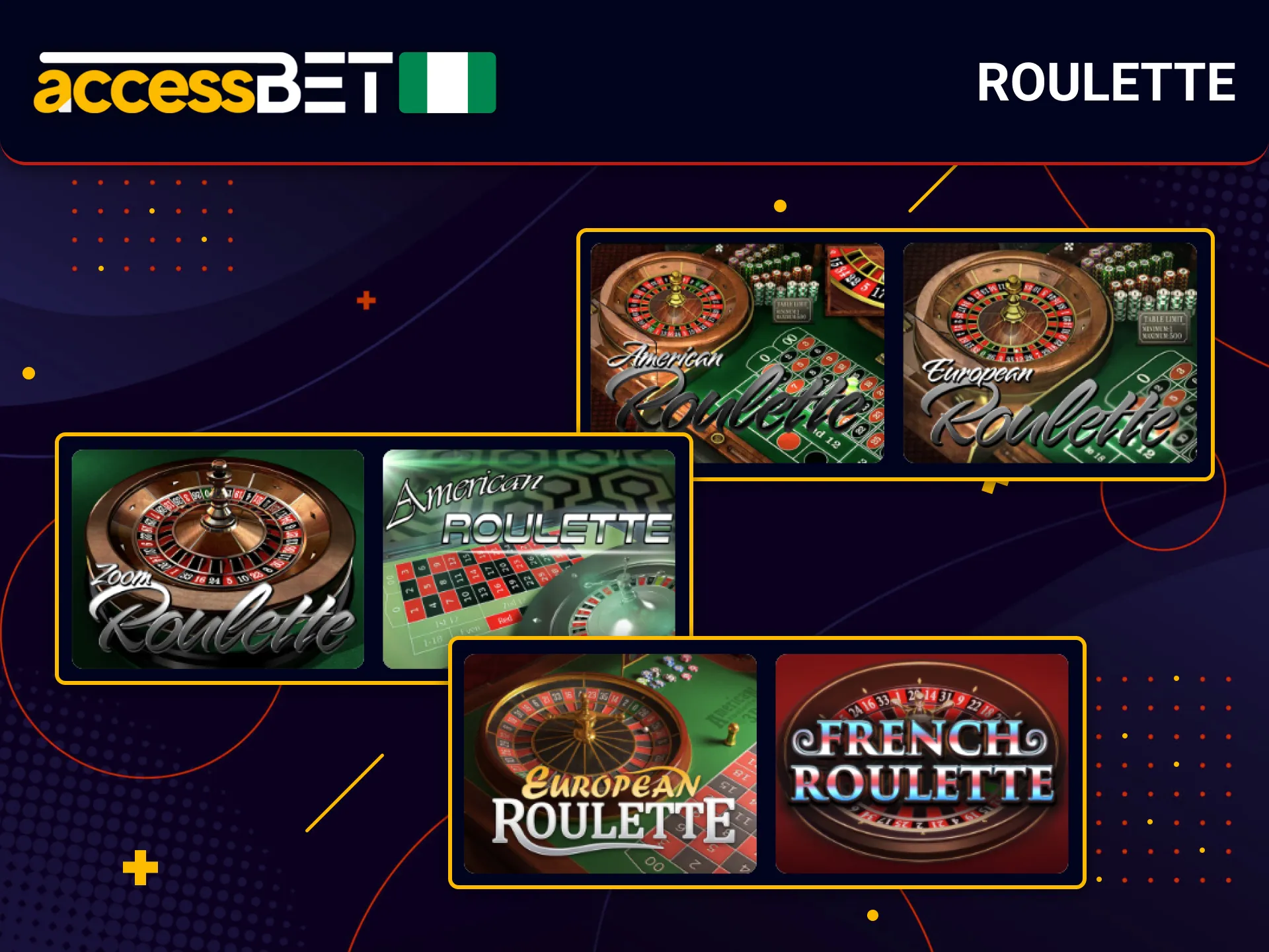 Play roulette with AccessBet online in Nigeria.