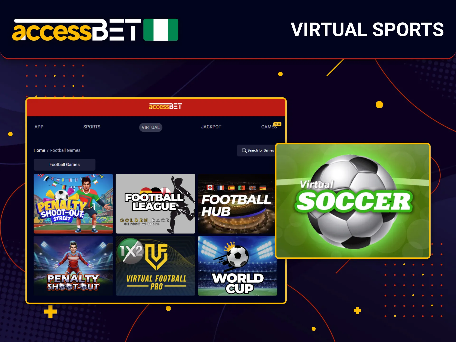 Bet on virtual sports at AccessBet in Nigeria.