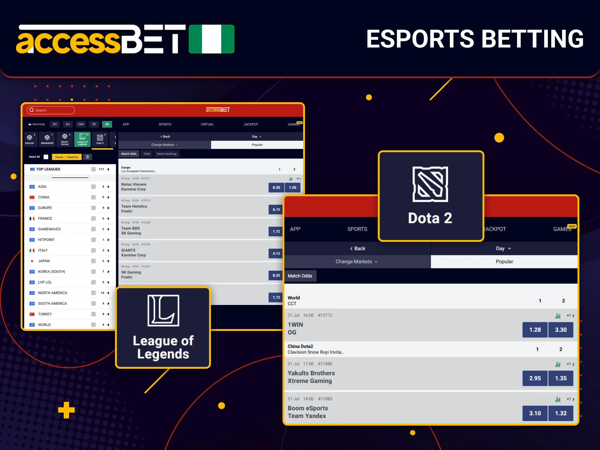 Esports betting available for Nigerian players on AccessBet.