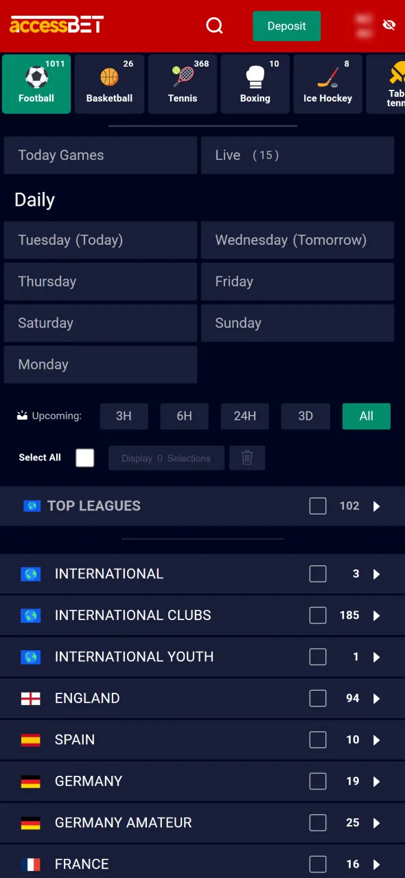 Pick a sport and event to bet via AccessBet.