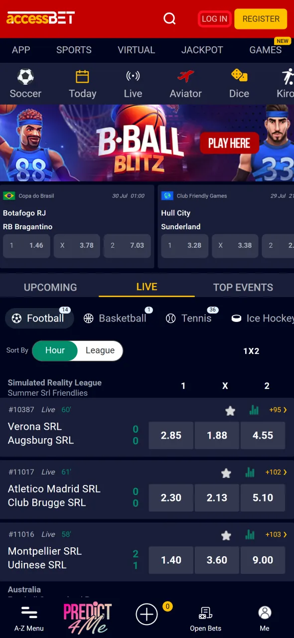 Use your credentials to log in to AccessBet in Nigeria.