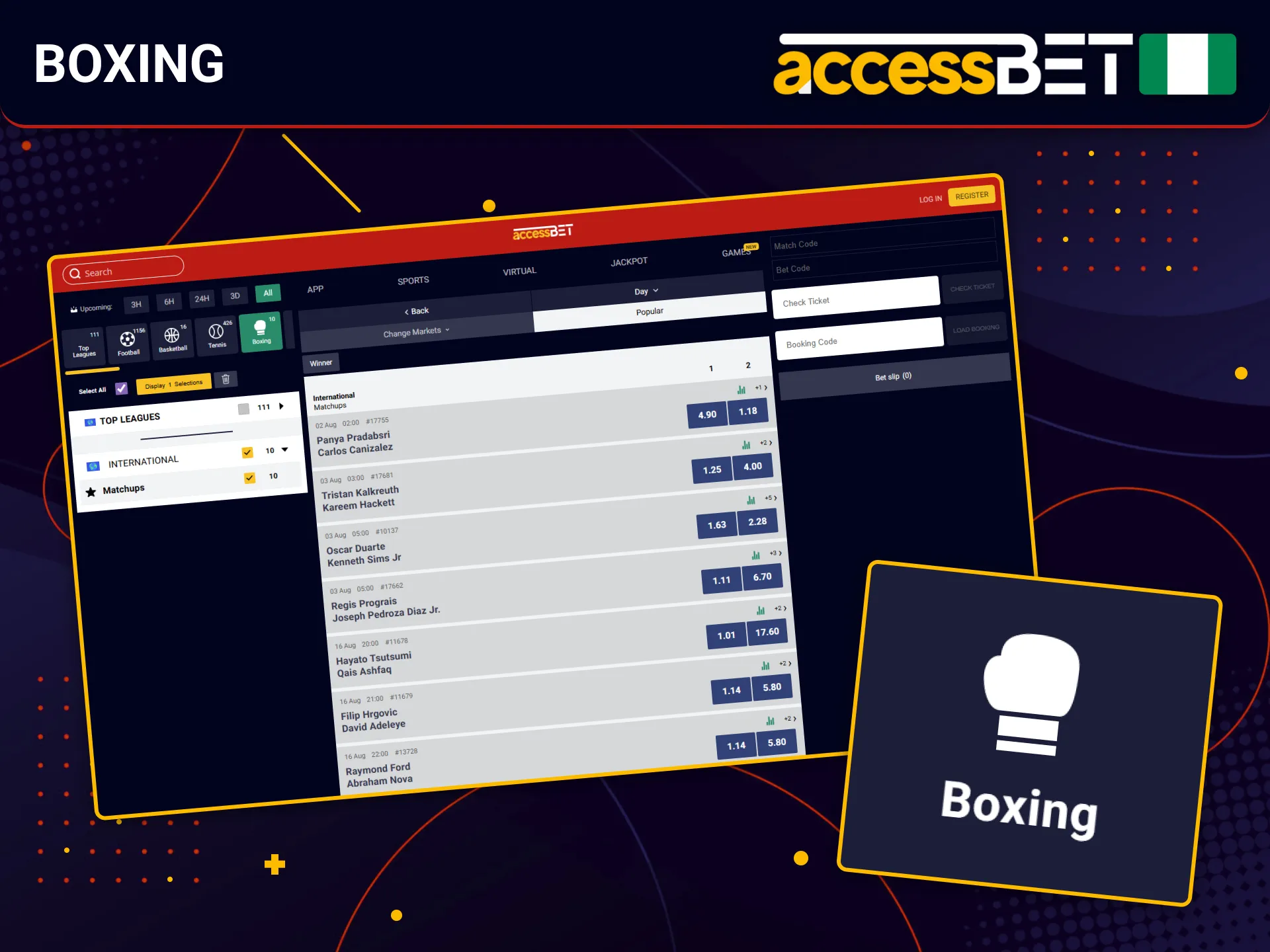 Boxing fans from Nigeria bet securely with AccessBet.