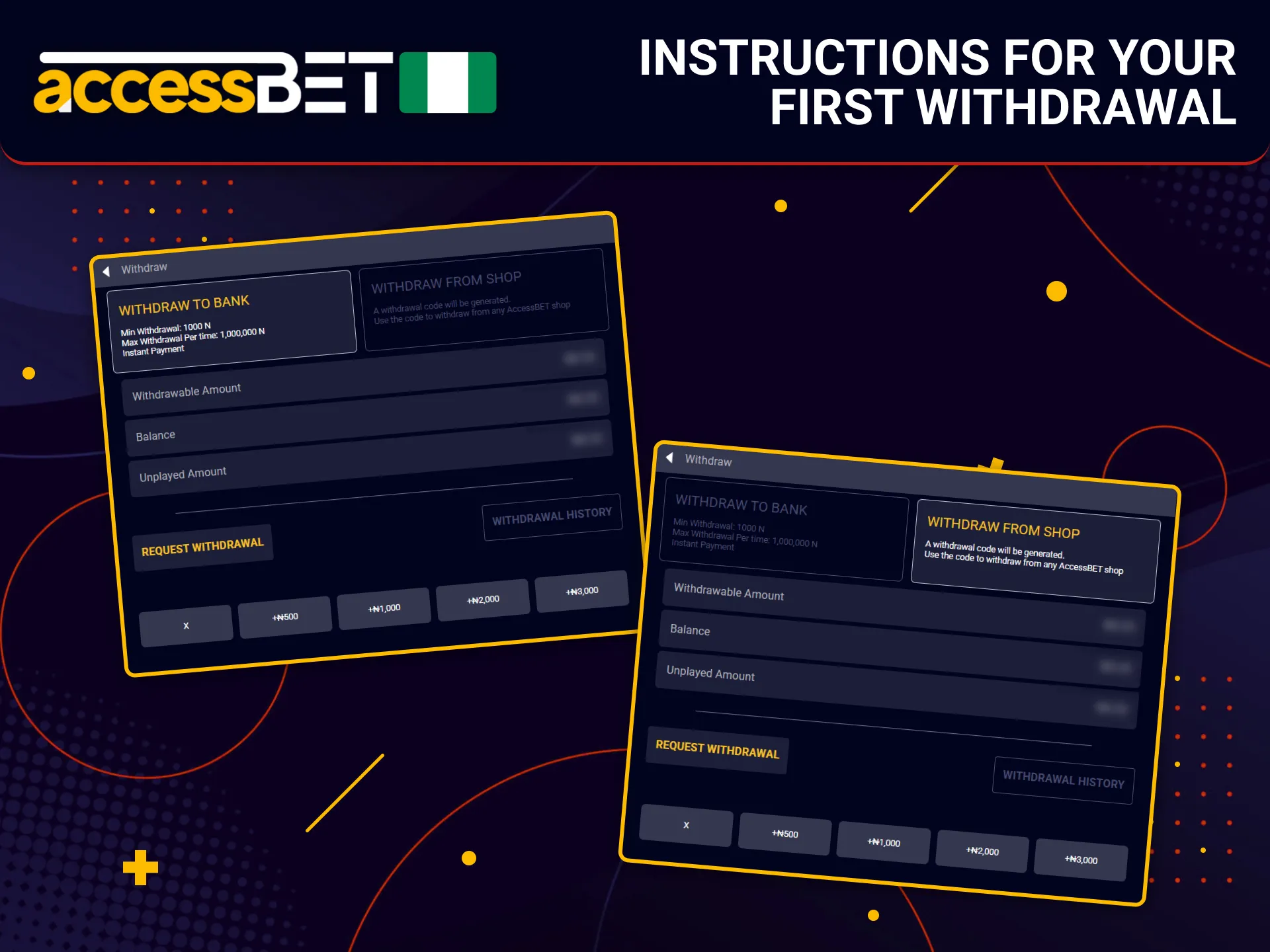 Read the withdrawal instructions before requesting your first payout from AccessBet.