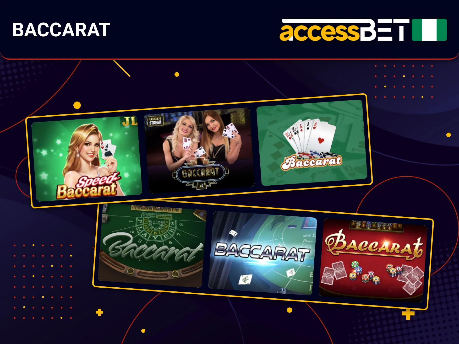 AccessBet offers classic baccarat games for players in Nigeria.