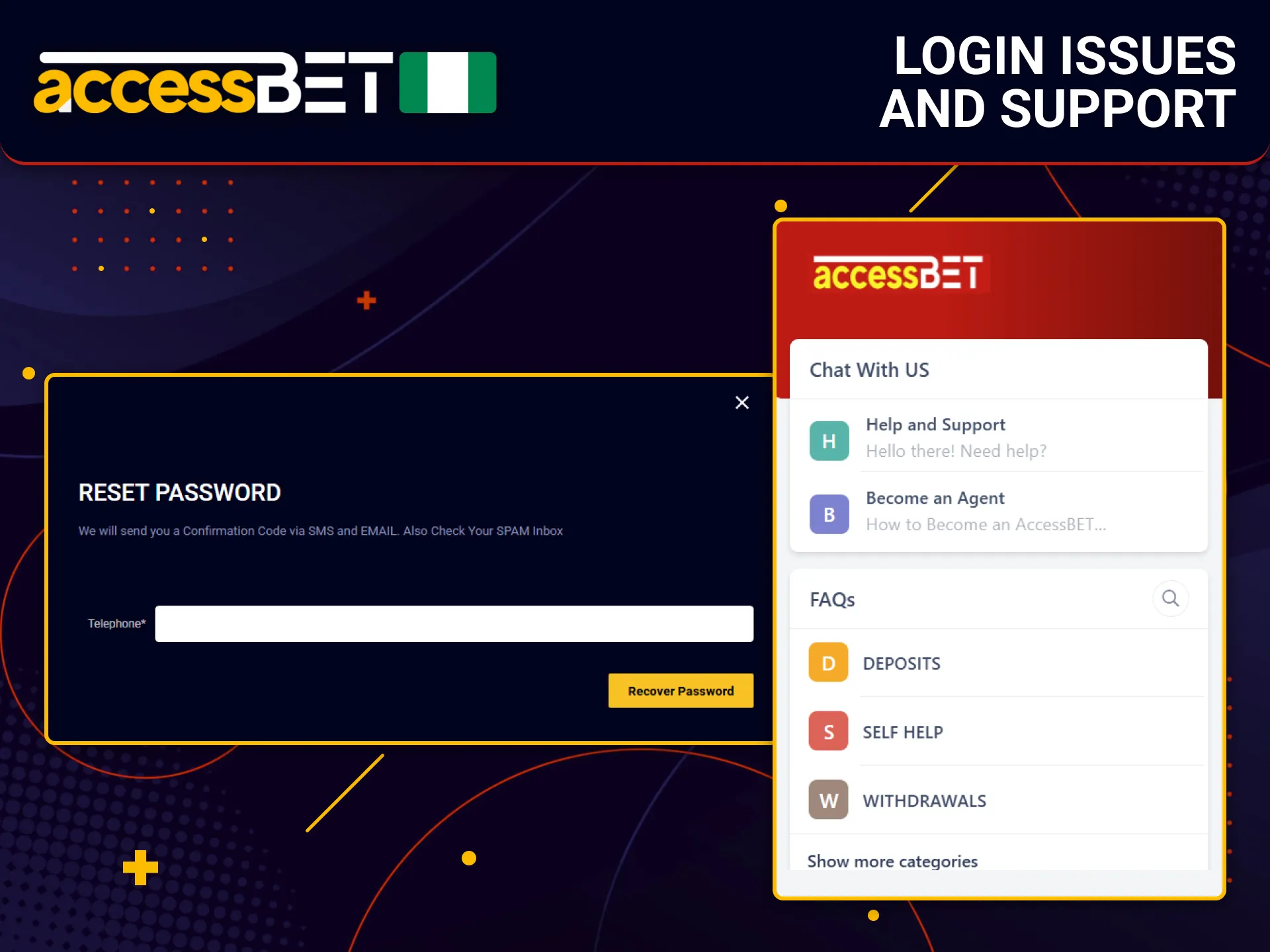 Nigerian players receive support when facing login problems on AccessBet.