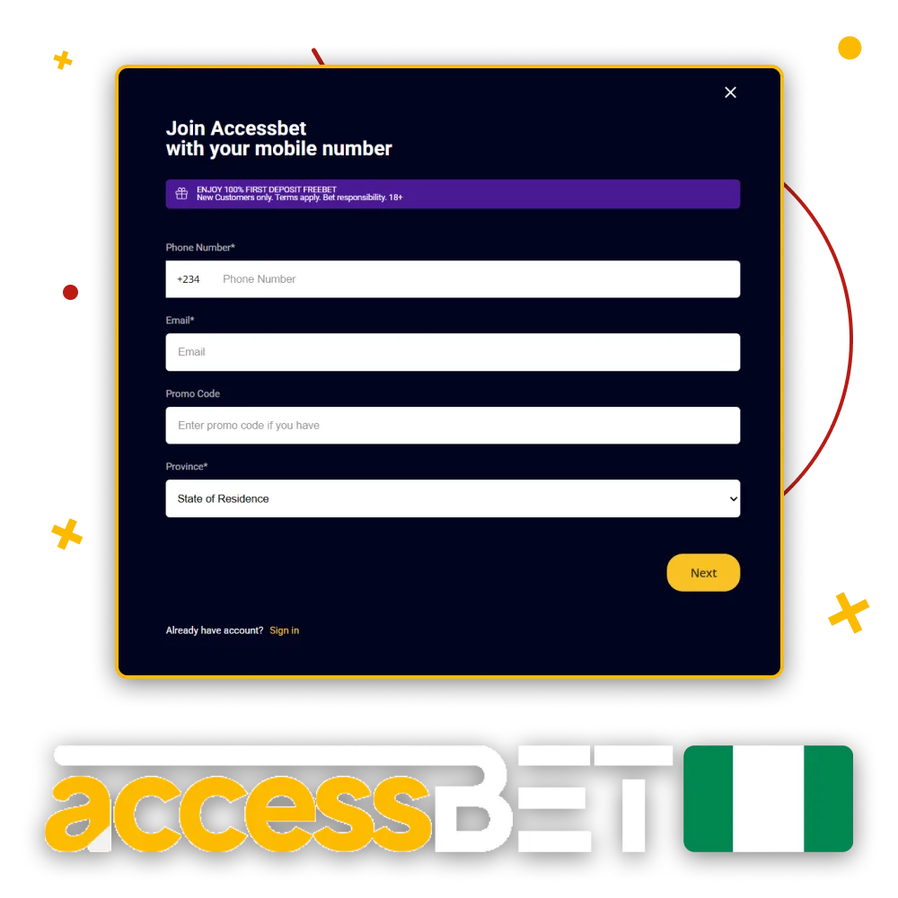 AccessBet makes registration easy for new users in Nigeria.