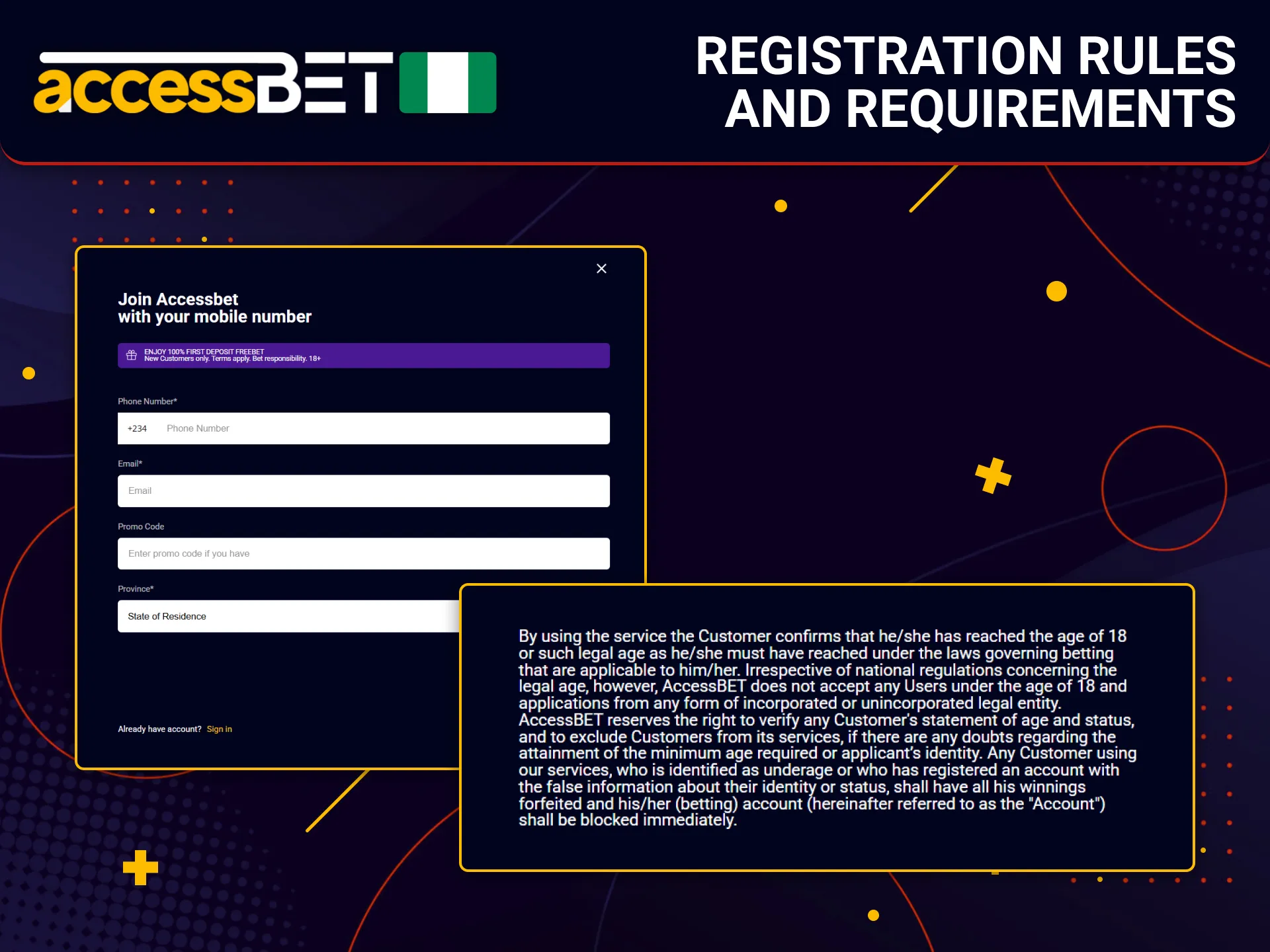 Know the AccessBet rules before registering your account in Nigeria.
