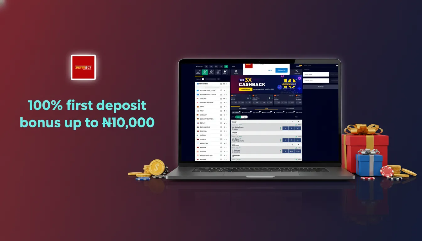100% first deposit bonus up to ₦10,000. Min ₦500. Use on sports and eligible casino games. 14-day wagering applies.