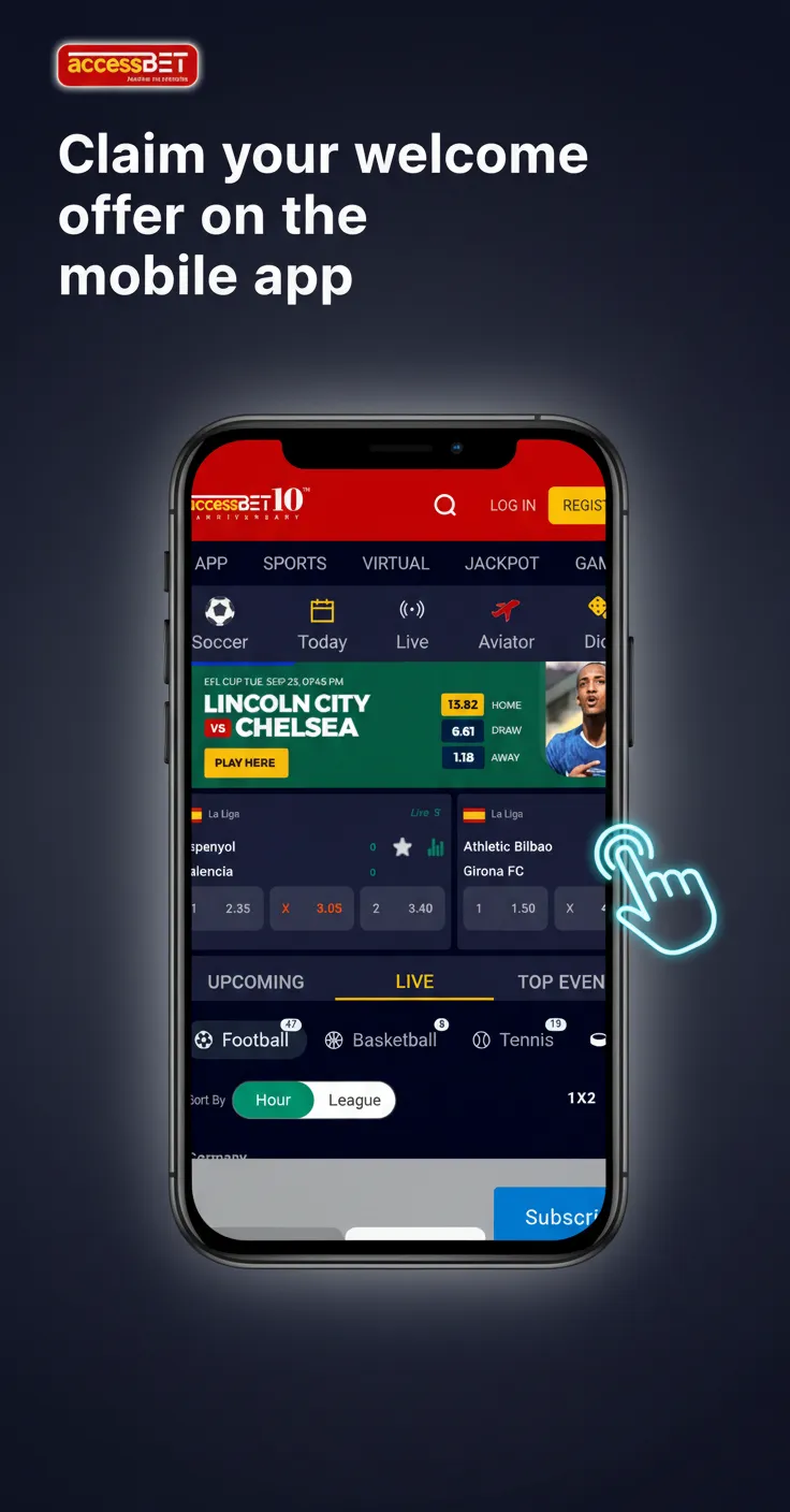 Access Bet Android app steps to claim welcome offer: download, sign up, deposit ₦100, opt in, bet, track wagering.