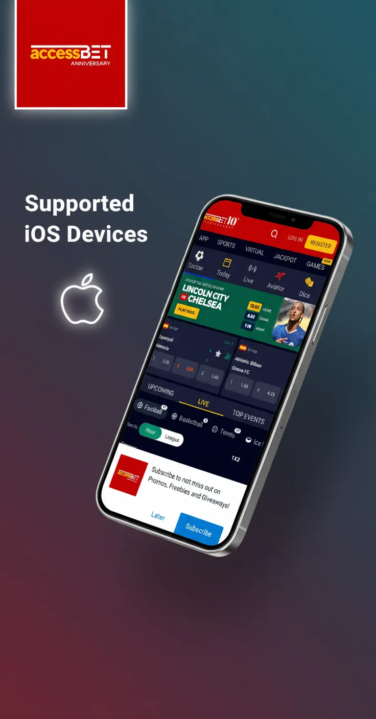 Supported iOS devices for Access Bet app: iPhone 6s–15 series, iPad 7th gen+, iPad Pro 2018+, iPod touch 7th; iOS 12+.